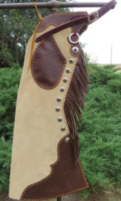 Cowboy Chaps Vintage style Handmade Western Fringe Leather Pants Riding Chaps