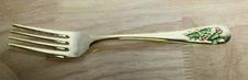 Dinner Fork Gold Tone Japan Stainless Steel Christmas Holly Flatware