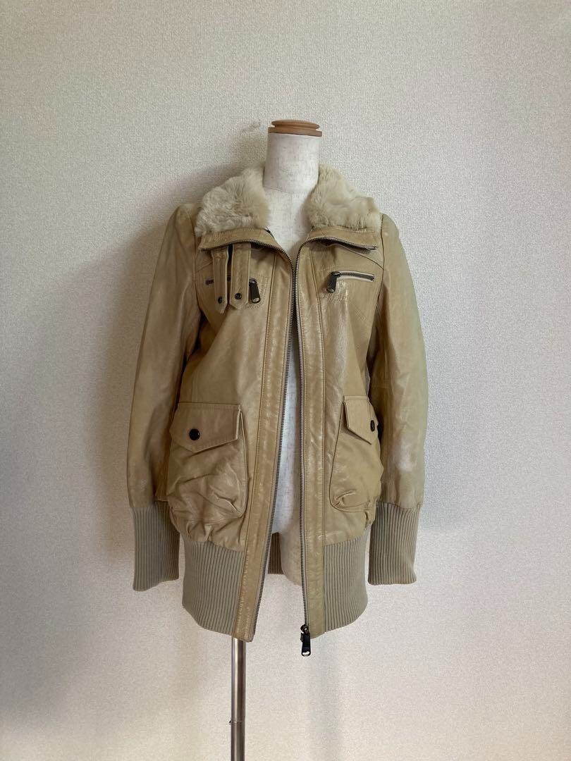burberry blue label ジャケット　38 Burberry Blue Label Leather Jacket 38 US6 Nova Check Beige