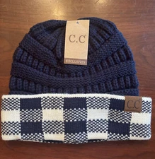 C.C. Exclusives Navy & White Beanie Hat NWT