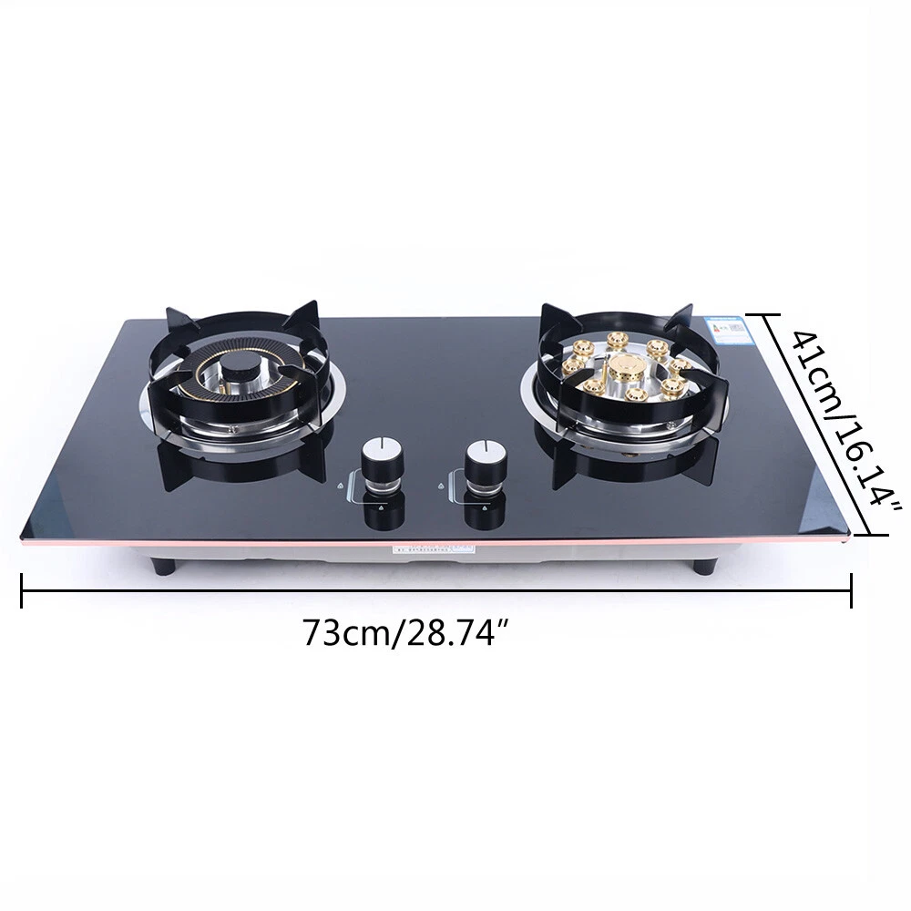 China Tempered glass countertop double burner gas stove for commercial  kitchen Manufacturer and Supplier