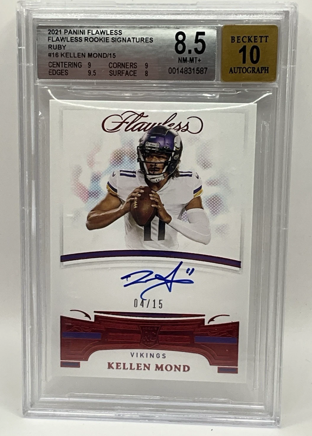 Kellen Mond Panini Flawless Flawless Rookie Signatures #FRSKMO Ruby