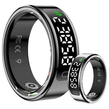 Smart Ring Fitness Tracker Display Screen Heart Rate SPO2/BP Sleep Monitoring 