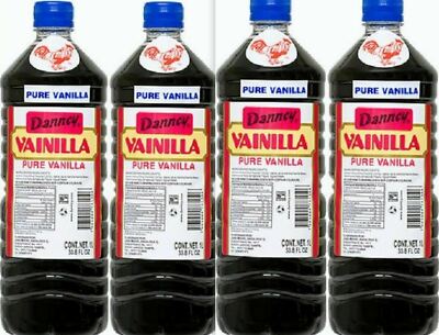 4 X Dark Danncy Pure Mexican Vanilla Extract 33oz1L Ea Plastic Botle From Mexico