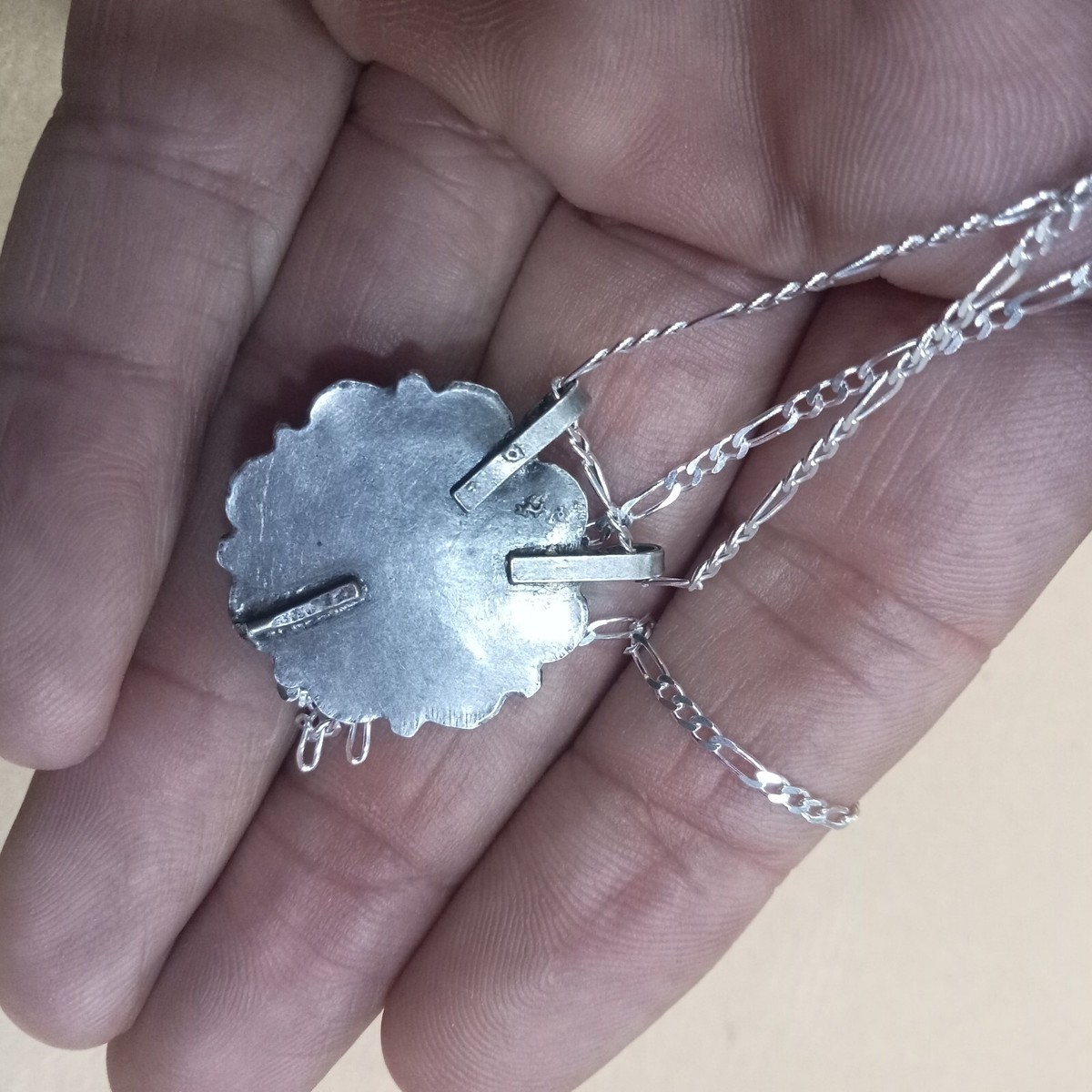 Collier Ancien En Argent Massif Traditionnel Émaillé - Style Ben Yenni - Occasion