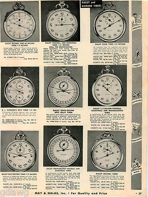 1956 ADVERTISEMENT Timer Gallet Galco Chronograph C L Guinand Football Second