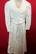 LAURA ASHLEY Stunning White Floral Embossed Vintage Wedding Dress w/Jacket Sz 8