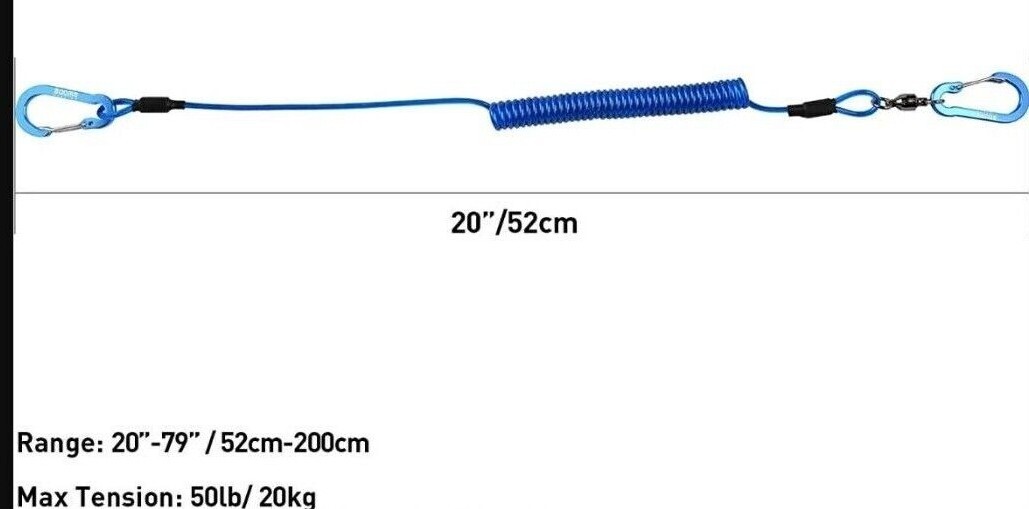 Reel Leash Lanyard,Tether, Rod,Kayak,Canoe,Paddle Board,Kite Fishing 50lb Cable