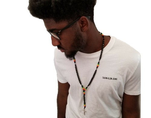 Collar de Jesús Rosario Cruz Rasta Irie Rosario Cuentas Hip Hop Negro vidas importan - Imagen 5 de 8