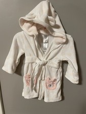 Just One You Baby Bath Robe Size 0-9 Months - White/pink Polka dots