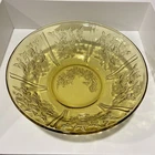 Vintage Federal Sharon Cabbage Rose Amber Yellow Depression Glass Serving Bowl
