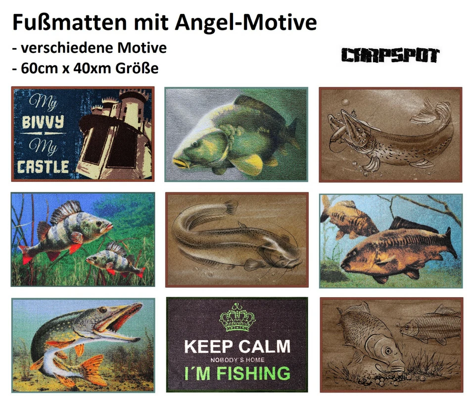 Cadeau Pour Le Pêcheur - Paillasson Pour Tente Et Camping Avec Motifs De Pêche - Photo 1/4