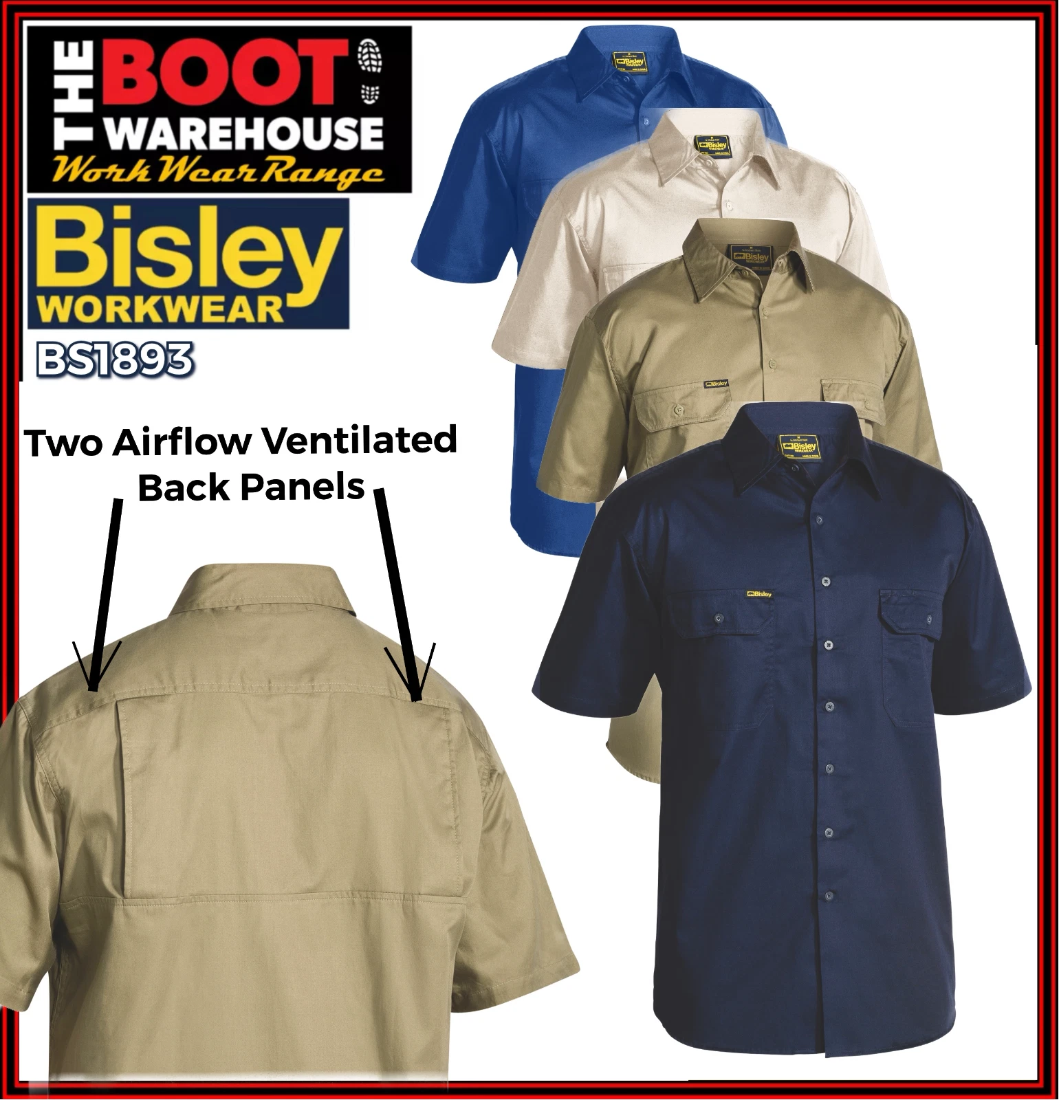 Bisley BS1893 Mens Work Shirts Short Sleeve Cool Lightweight Australia dispatch