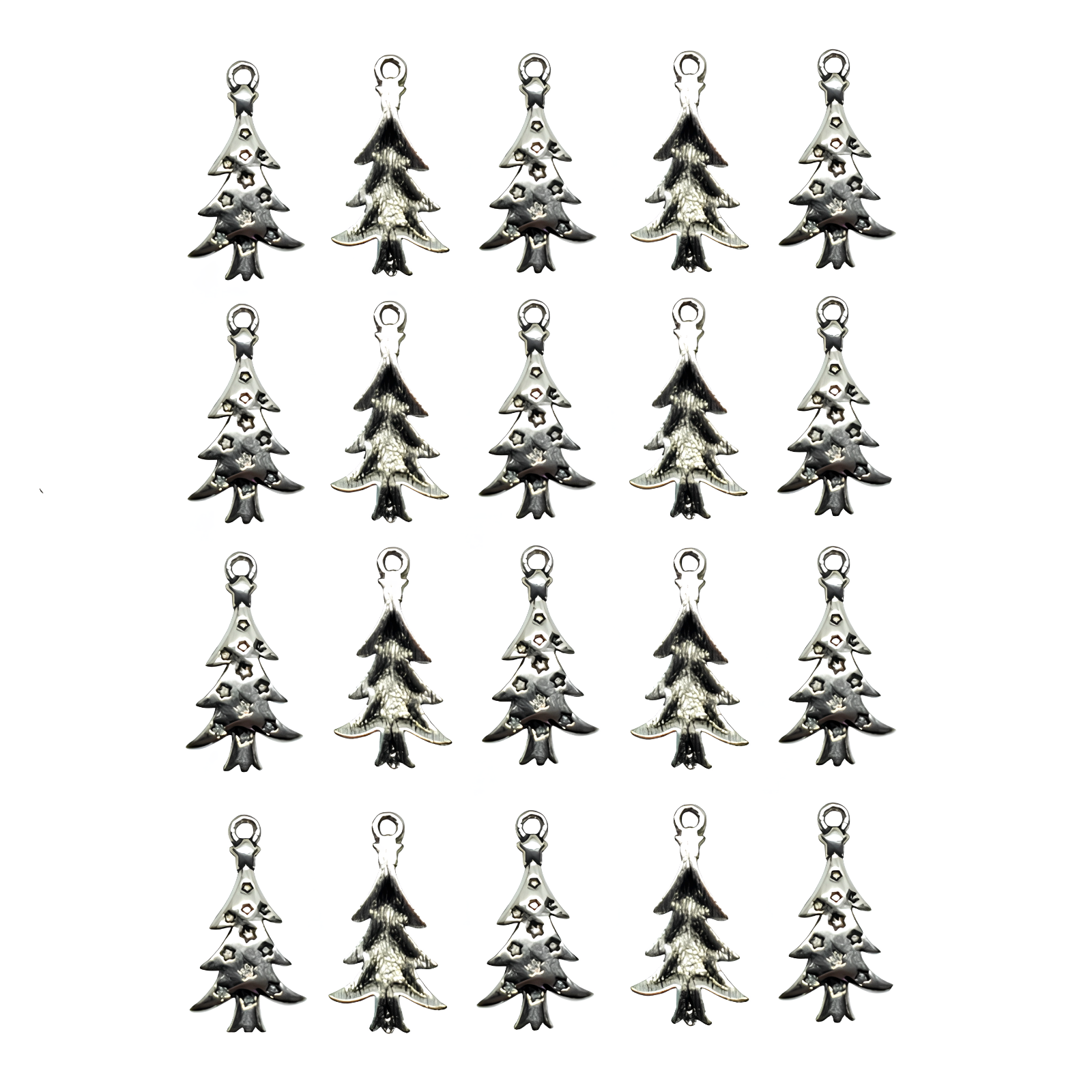 20 Pcs Christmas Tree Charms Tibetan Silver For Jewellery Making Findings Uk