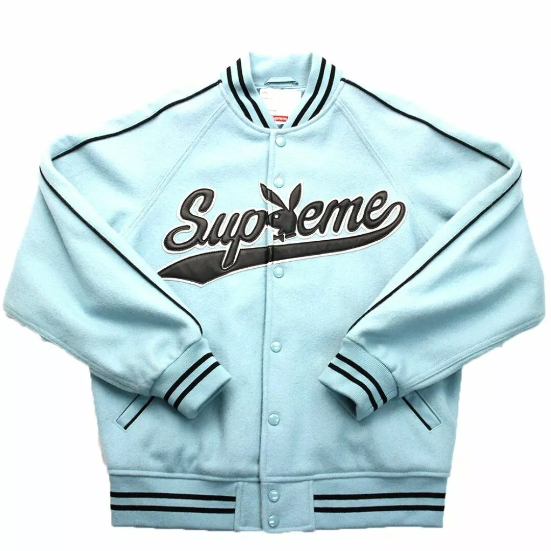 Veste universitaire Supreme x Playboy laine bleu poussiéreux taille S F/S cadeau