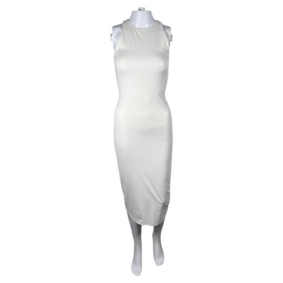 Open Edit Ivory Smooth Edit Sleeveless Body-Con Midi Dress M
