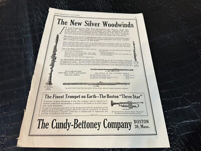 VINTAGE MAGAZINE AD #A046 - 1920s - CUNDY BETTONEY -  MUSICAL INSTRUMENTS