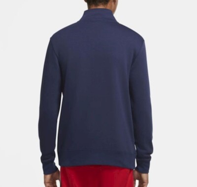 Navy_ Nike Sportswear Men's Navy Club Brushed-Back 1/2-Zip Pullover