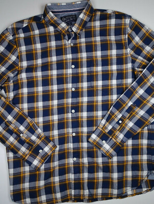 AMERICAN RAG Blue Cave Plaid Chest Pocket Front Button Long Sleeve Shirt 2XL XXL