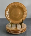 VTG Anchor Hocking Fire King Peach Luster 6" Milk Glass Saucer Laurel Leaf Qty/6
