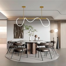 Modern LED Linear Pendant Light for Dining Room, Dimmable Gold Chandelier for...