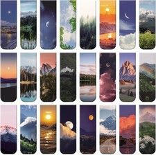 48 Pcs Magnetic Bookmarks, 24 Styles Cute Landscape Magnet Book Mark for Reading