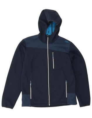 CMP Mens Zip Hoodie Sweater IT 52 Large Navy Blue Colourblock Polyester CZ68