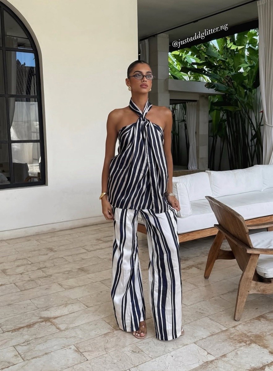 ZARA XS, S, M, L, NWT SS25 ZW COLLECTION STRIPE HALTER TOP NEW