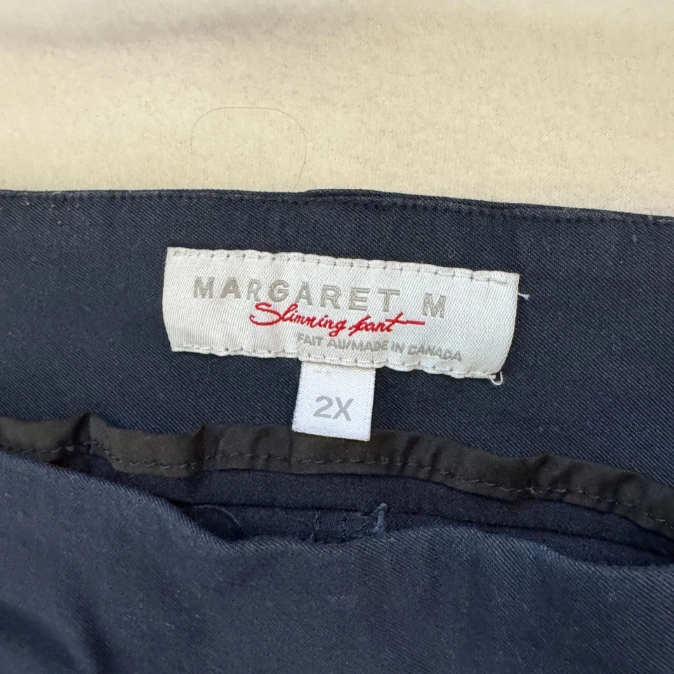 Pantalón Adelgazante Margaret M 2X Azul Marino Para Mujer Calce Relajado Elastizado Mezcla de Algodón Foto 2 de 4