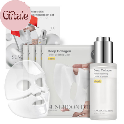 Rejuvenating Combo/Deep Collagen Boost Set, Face Mask (4Ea) & Serum, Collagen &