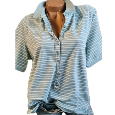 Tom Tailor Shirt Bluse Poloshirt blau weiß gestreift M bis 3XL Damen (0150)