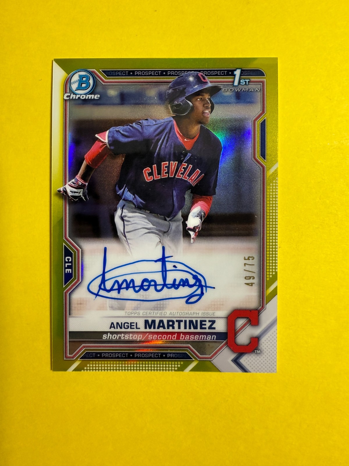 2021 1st Bowman Chrome Yellow Refractor Angel Martinez Auto /75 CPA-AMA & more