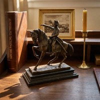 Wertige Bronze Reiterfigur Napoleon, Patiniert Auf Steinsockel, H.24 Cm
