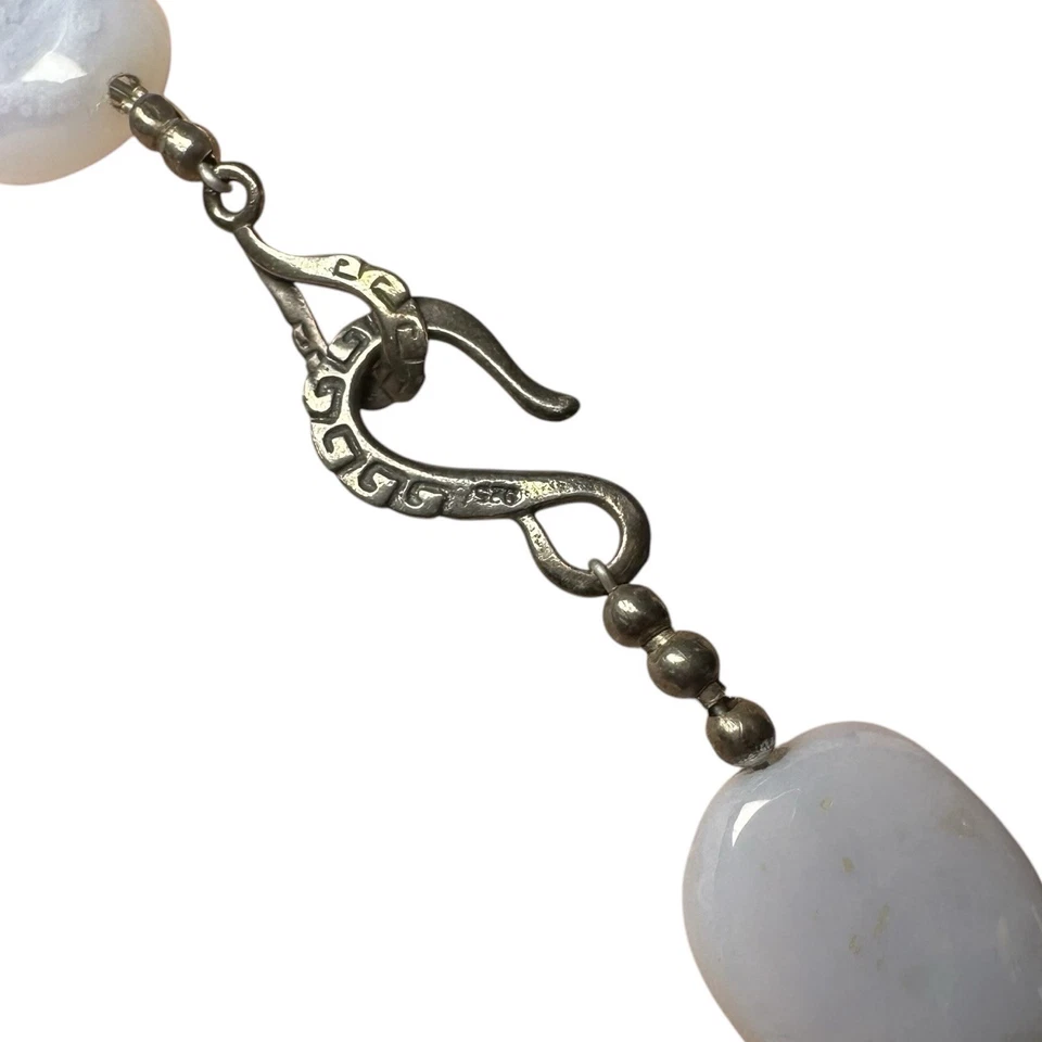 Collar de plata de ley 925 con cuentas de calcedonia azul natural de piedras preciosas periwinkle Foto 4 de 4