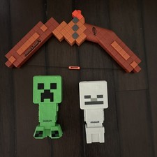 Lot Of 3 Minecraft Nerf Weapon Weapons Creeper Blasters Bow