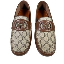 Size 8 - Men’s Gucci GG Supreme Leather Loafers G Driver Slip-On Designer Shoes