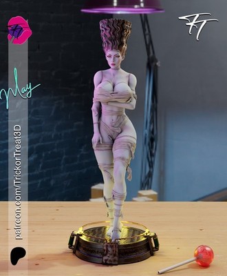 Frankensteins Braut, Bride, 3D Druck, Figur, Fan Art, sexy Pin-Up, UNBEMALT