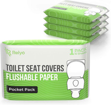 Flushable Toilet Seat Covers 50 Pack - Biodegradable for Travel  Public Use