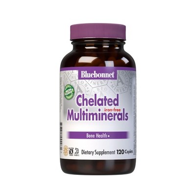 Bluebonnet High Potency Chelated Multiminerals Iron-Free 120 Caplets Bone Health