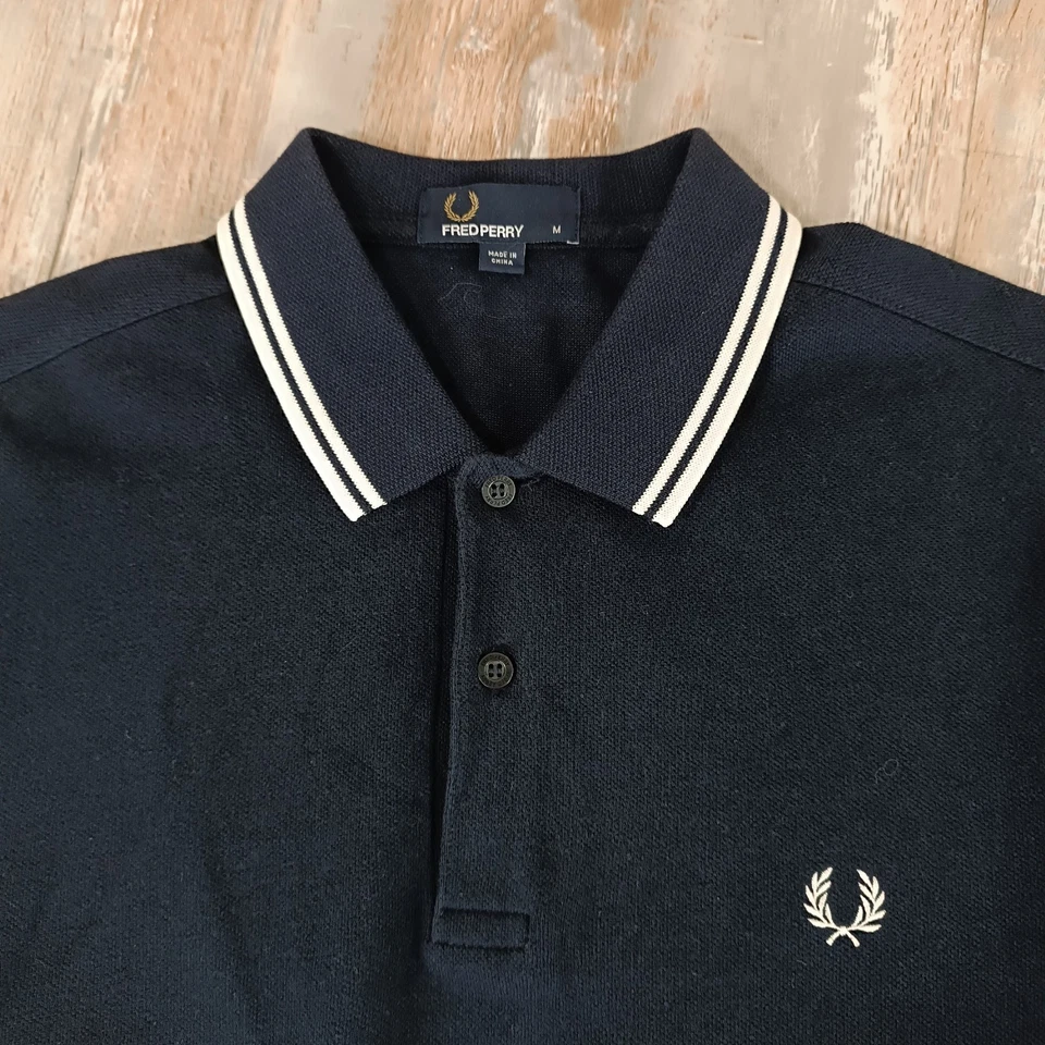Fred Perry Polo Shirt Size M Pique Collar Shirt Mens Navy Cotton Short Sleeve - Image 4 of 4