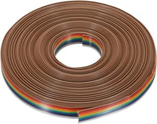 MECCANIXITY 1 Pcs 9 Pin Flat Rainbow Ribbon Cable 32.8FT 1.27mm 32.8FT, brown 