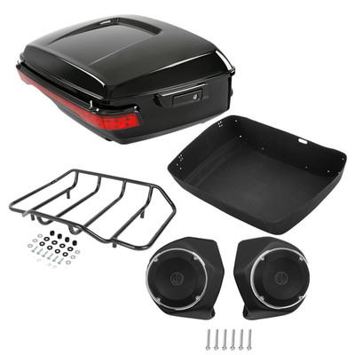 King Trunk Speakers LED Tail Light Top Rack Fit For Harley Touring Glide 2014-26
