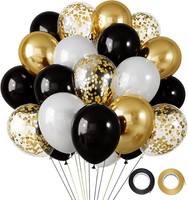 Luftballons Schwarz Gold 100 StüCk 30Cm Deko Geburtstag Hochzeit Party