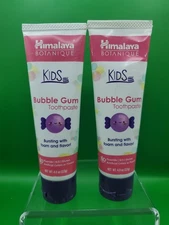 2 X Himalaya Botanique Kids Toothpaste Herbal Bubble Gum Flavor No Fluoride 4oz