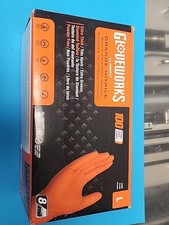 GLOVEWORKS HD Orange Nitrile Disposable Gloves 8 Mil Raised Diamond Texture, 100