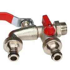 Rubinetto da giardino a doppia uscita da 1/2 in acciaio inossidabile 304 - per lavatrice e tubo da giardino - Rubinetto da giardino a doppia uscita | Leroy Merlin
