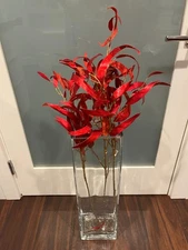 Red Metallic Eucalyptus Leaf Spray Stems – Approximately 32” Faux Flower Stem