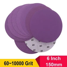 6Inch 150mm Wet and Dry Sanding Discs Sandpaper Hook and Loop Pads Grit 60-10000