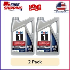 (2 pack) Mobil 1 High Mileage Full Synthetic Motor Oil 5W-30, 5 Quart