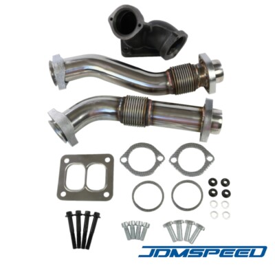 304SS Bellowed Exhaust Up-Pipes Kit For 94-97 Powerstroke 7.3L